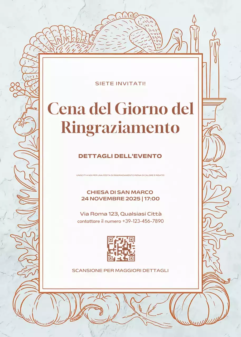 invito tradizionale al ringraziamento beige