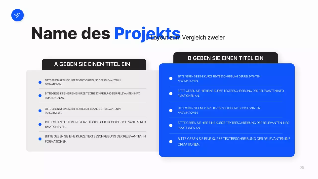 Ein einfacher Geschäftsplan in Weiß und Blau