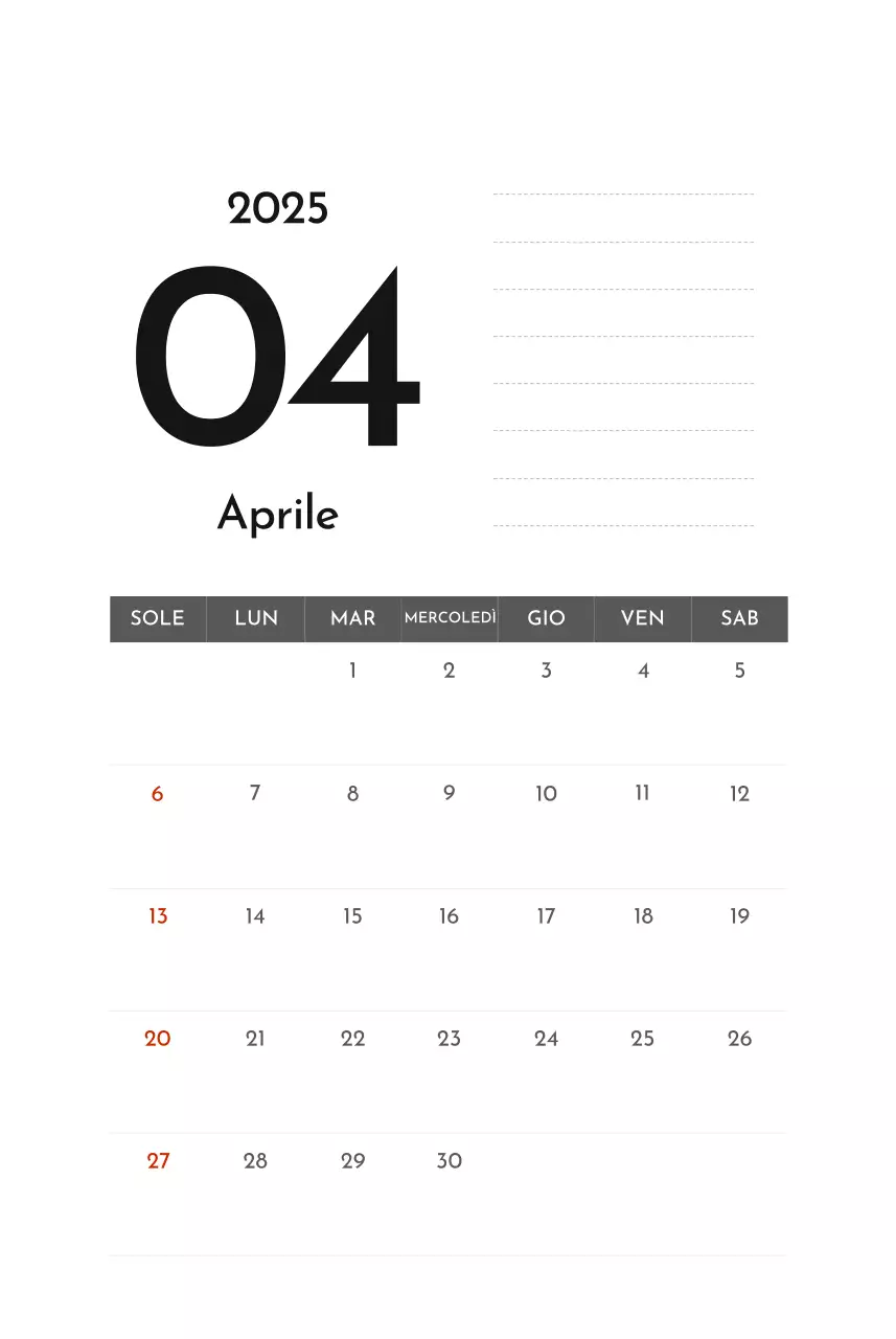 Calendario aziendale semplice grigio