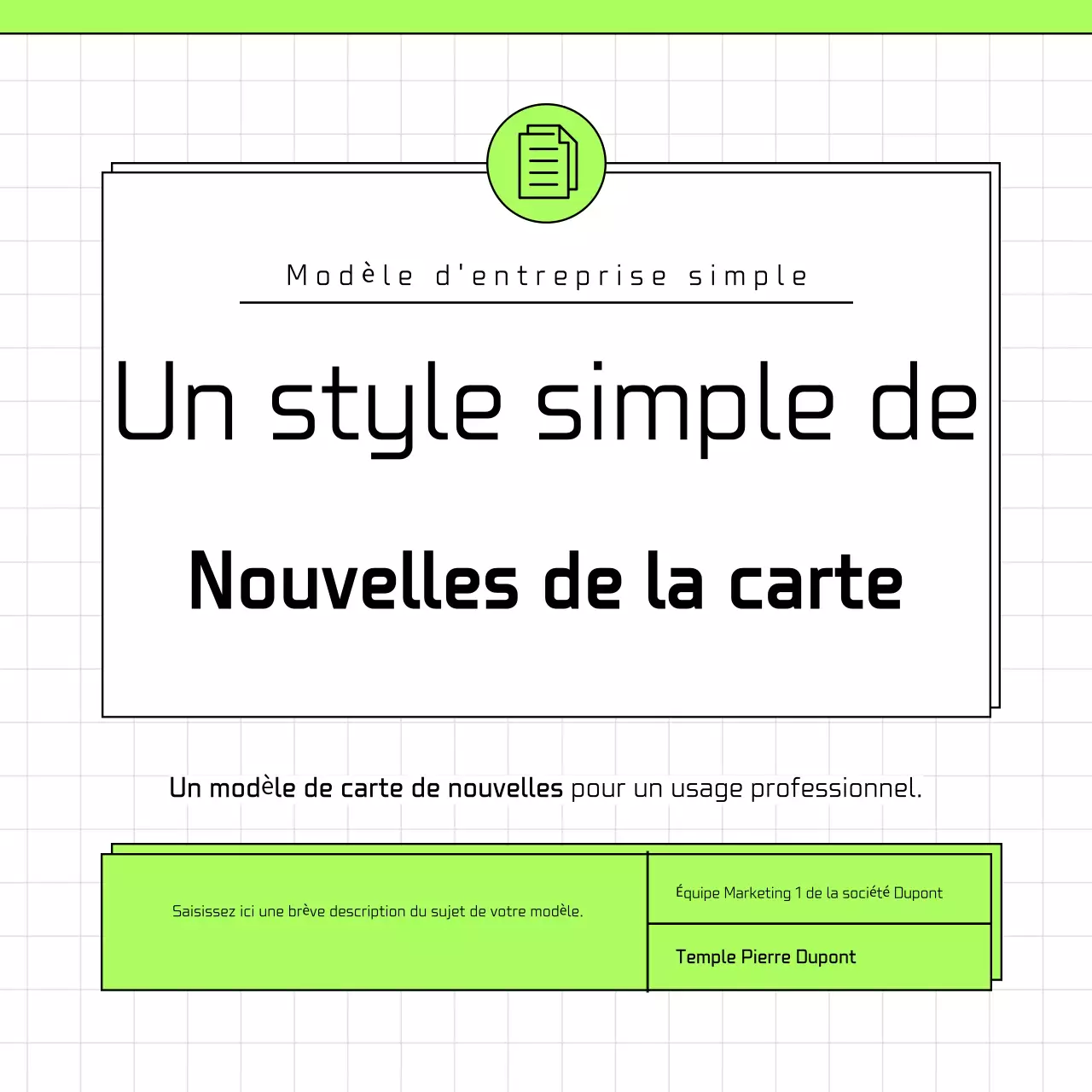 État de l'Union : modèle simple d'entreprise