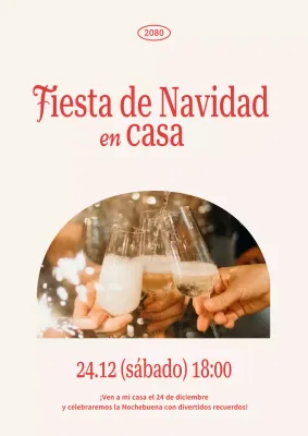 Invitación de Navidad Vintage Beige