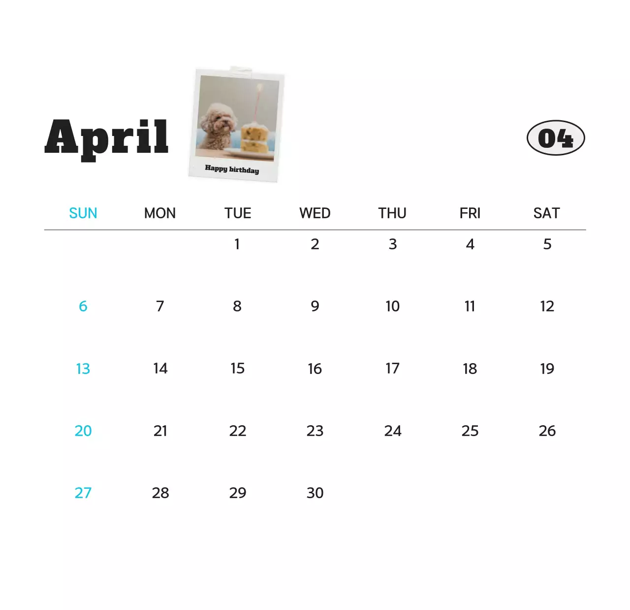 Kalender foto hewan peliharaan putih bersih