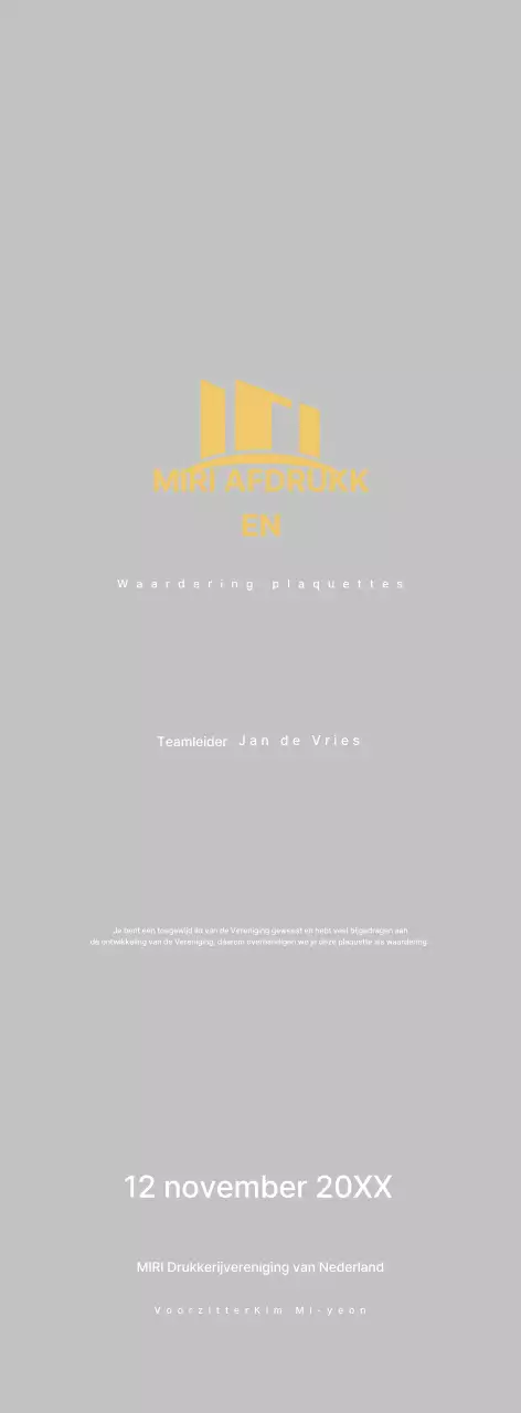 Gouden Nette Waardering Plaquette