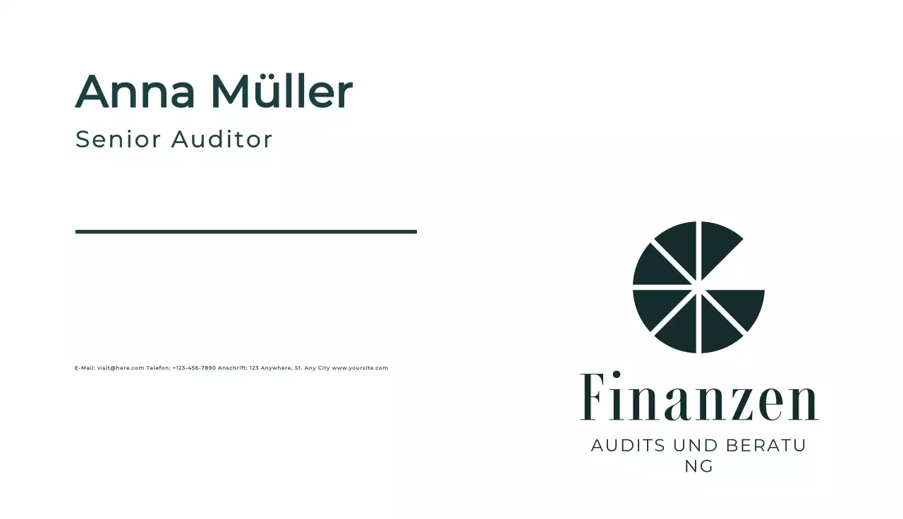 grüne Visitenkarte für Finanzprofis