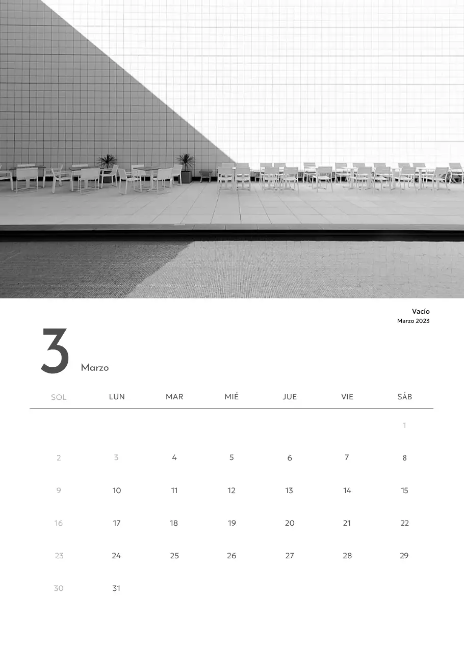 Un calendario fotográfico con un toque limpio y urbano