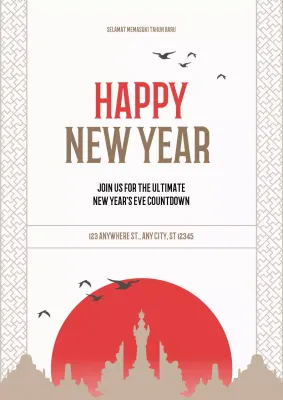 Red Traditional New Year Invitation Poster