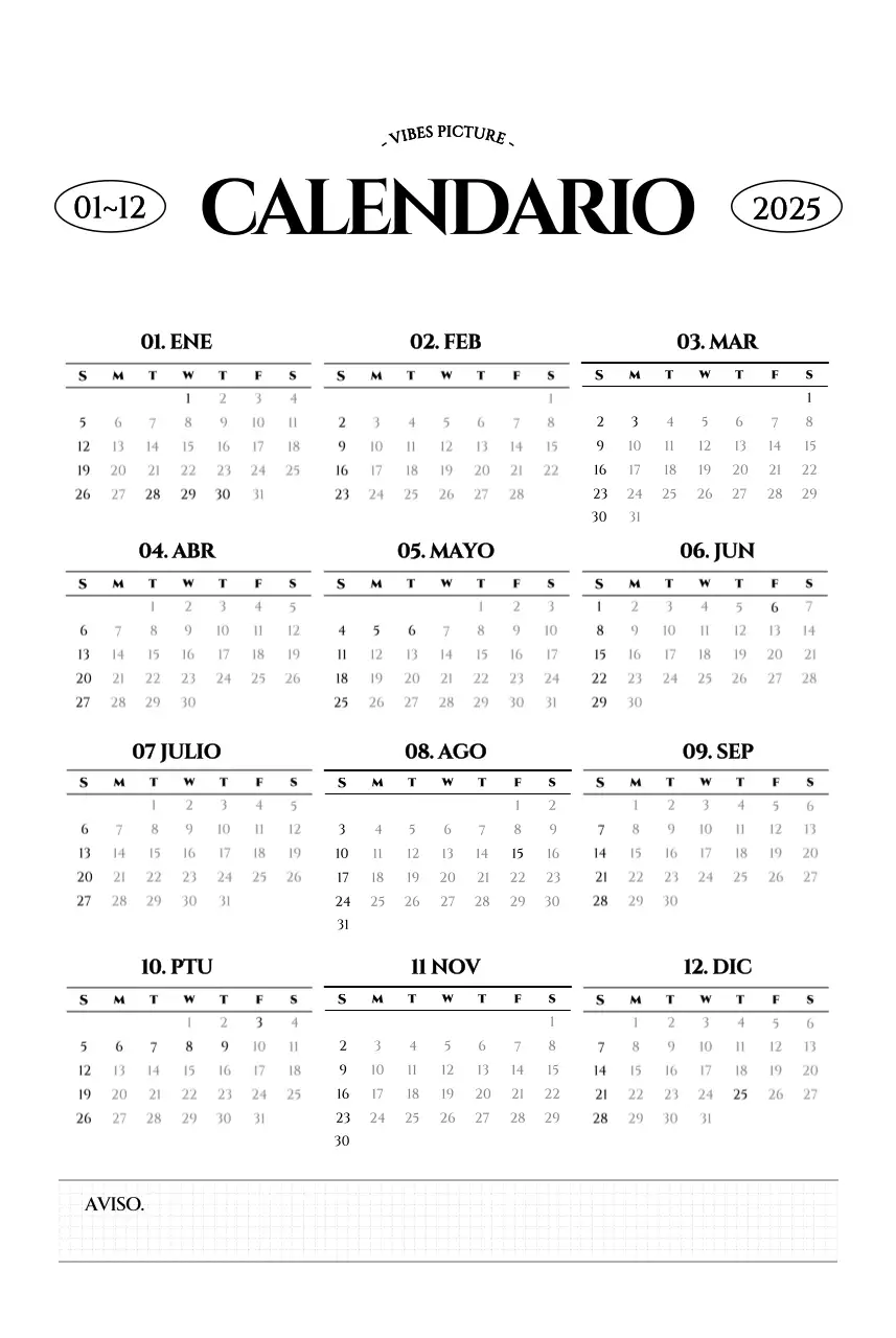 Calendario de pared de estilo sencillo con concepto de fotografía de viajes emocional en blanco y negro