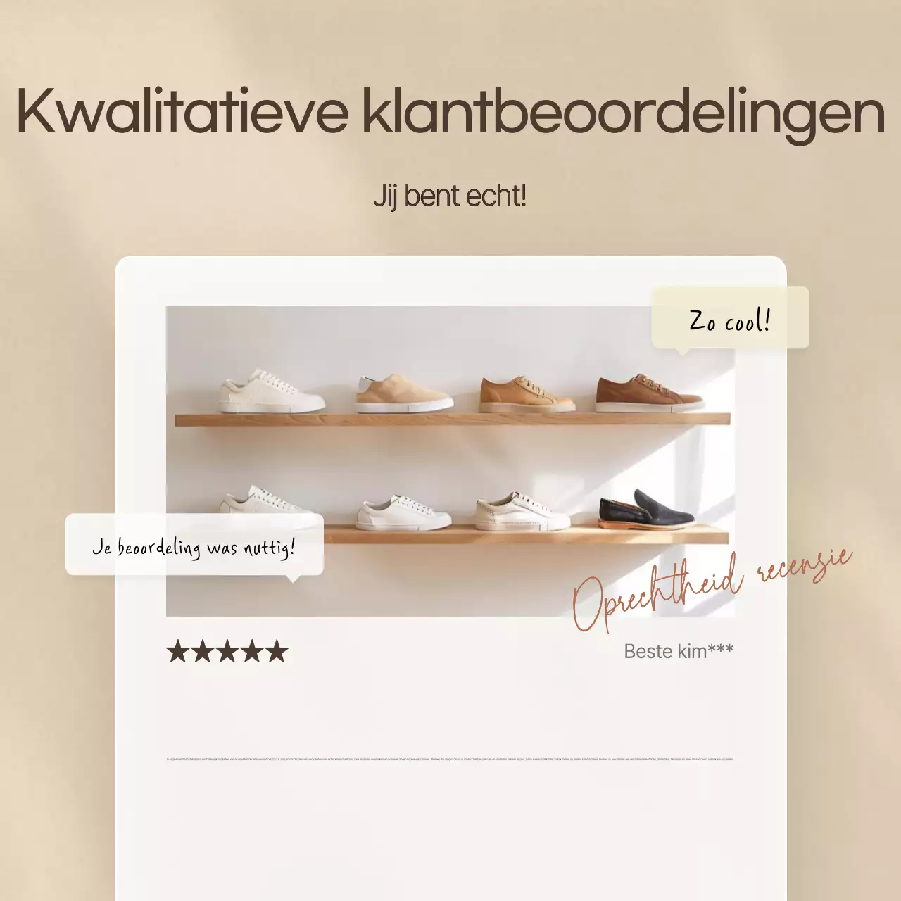 Minimalistische merkbeoordelingssjabloon advertentie in beige