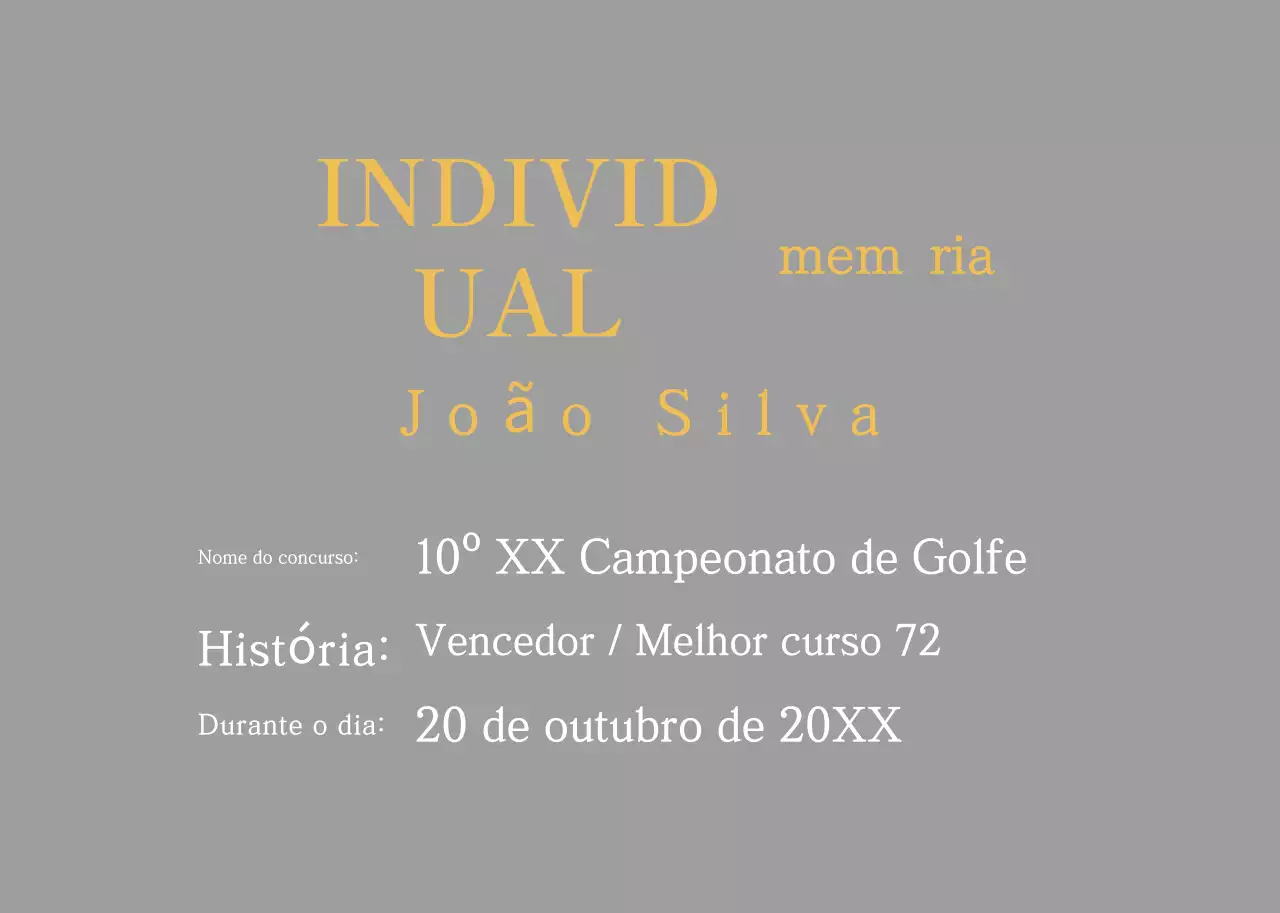 Placa de golfe clássica dourada
