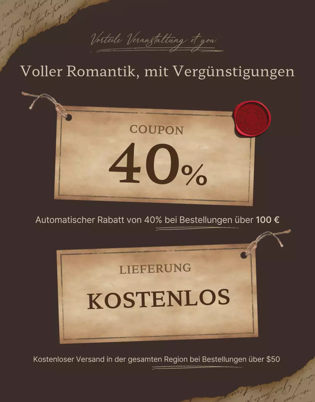 Förderung des Verkaufs von braunen, alten Modeartikeln