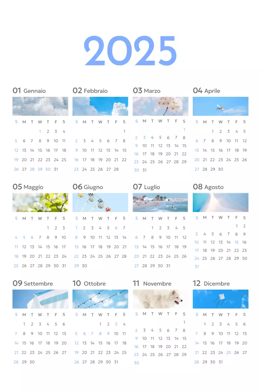 Calendario con foto tracciatore di obiettivi con un tocco di blu