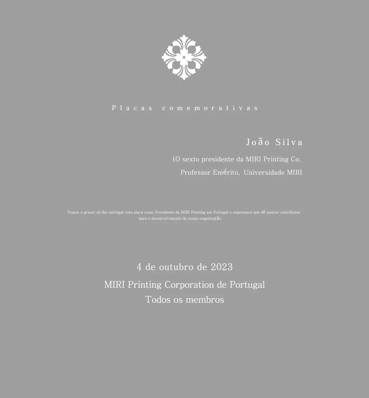 Placa clássica encomendada com padrão