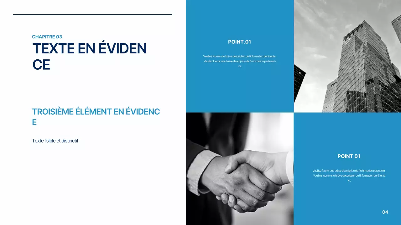 Un plan d'affaires global simple en blanc et bleu