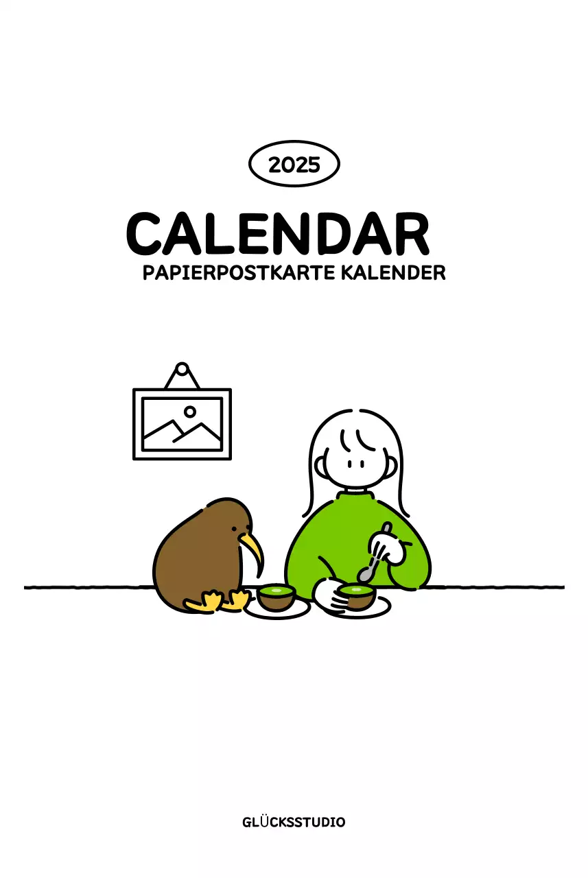 Illustrierter Kalender mit schönem Linienstil