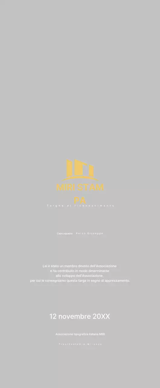 Targa di apprezzamento in oro Neat