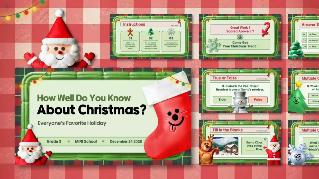 Red Traditional Christmas Quiz Guide Presentation