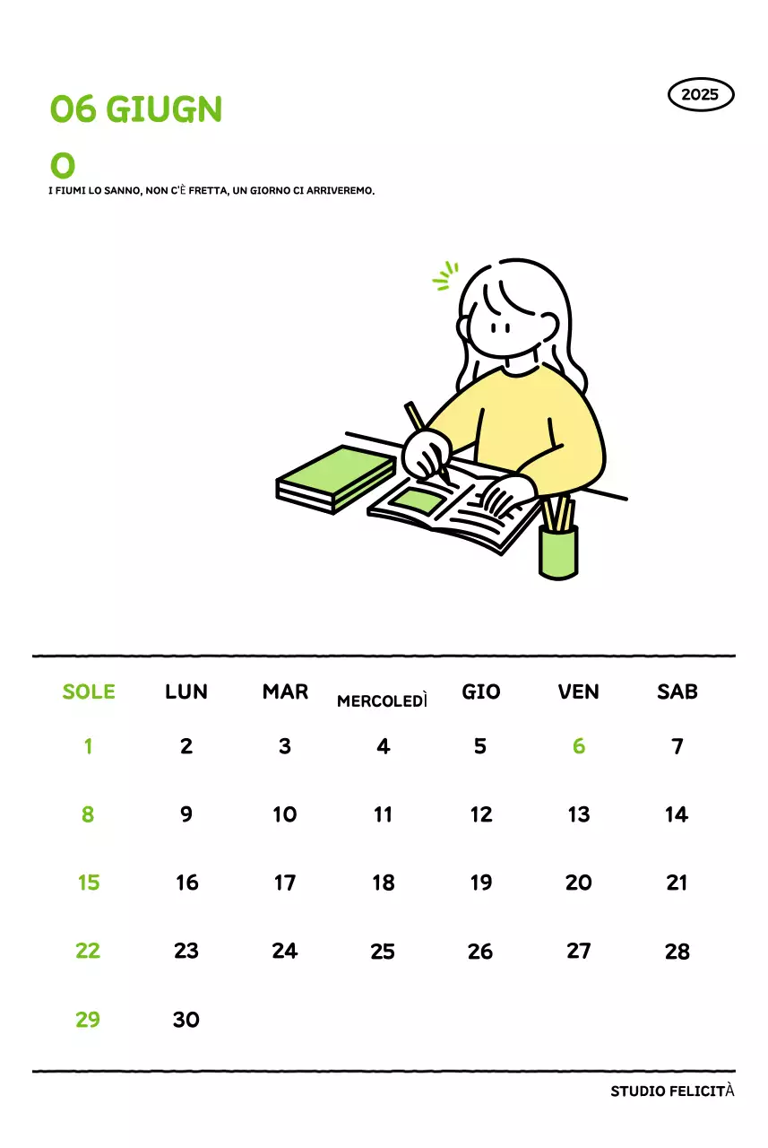 Calendario illustrato con un grazioso stile di linee