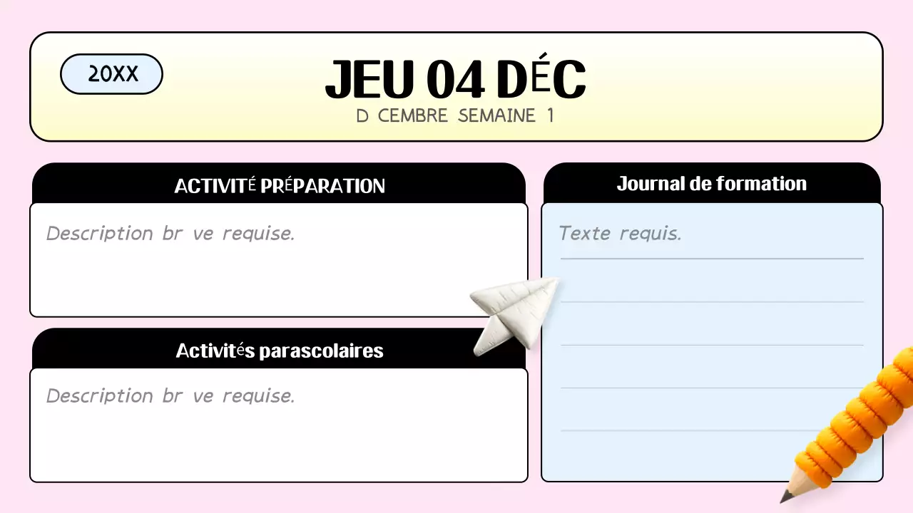 agenda de classe rose tendance