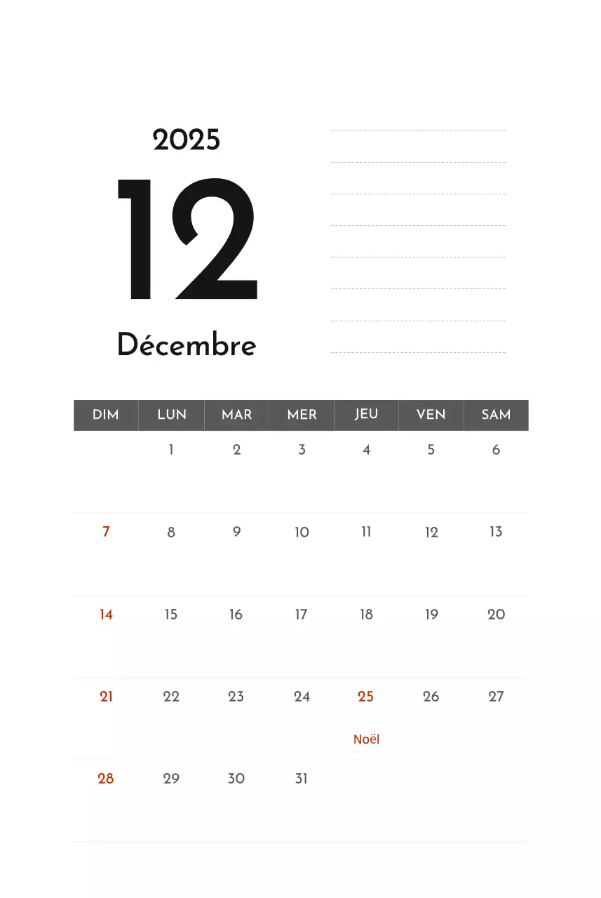 Calendrier d'entreprise simple et gris