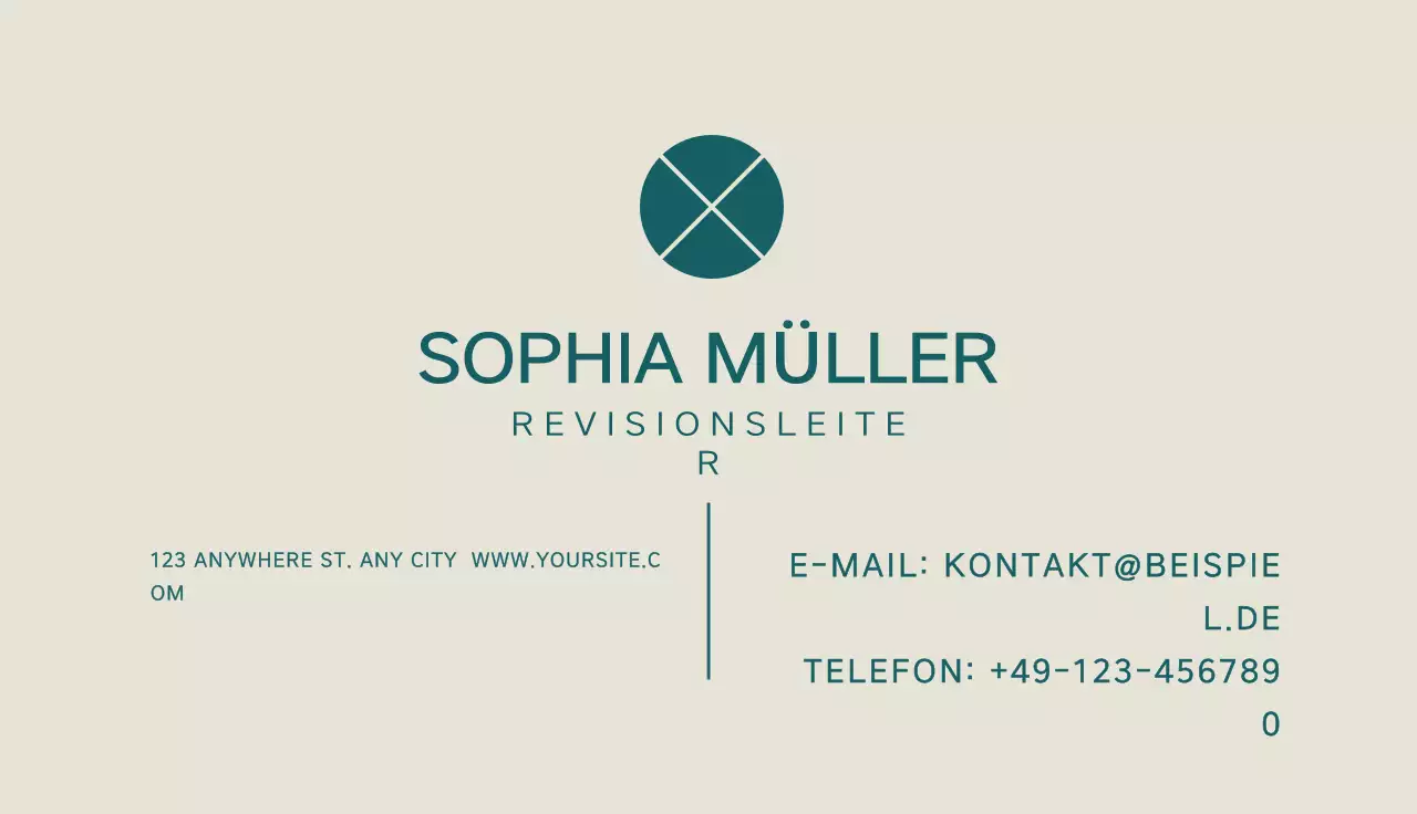 Minimalistische Visitenkarte in Petrol