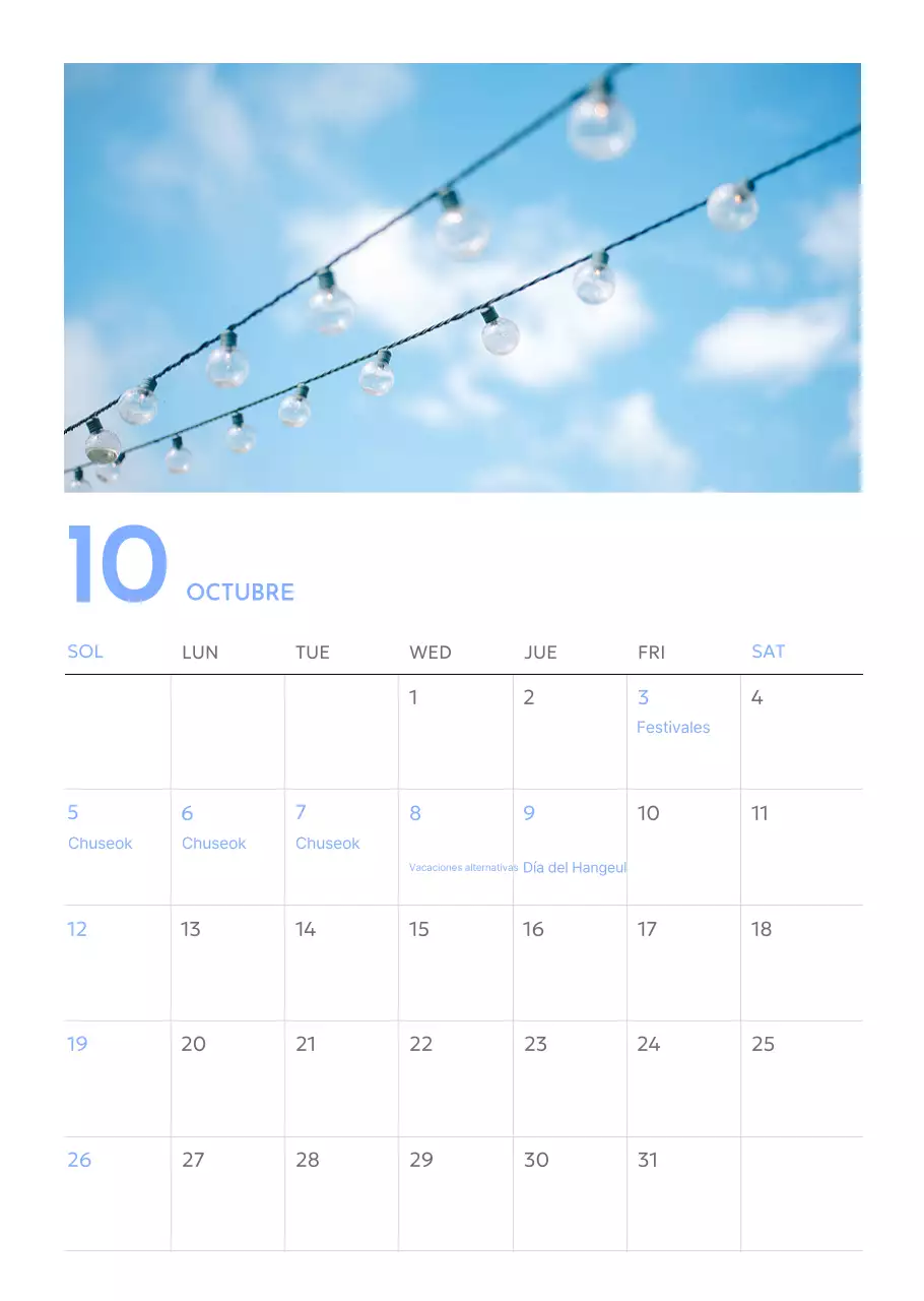 Calendario fotográfico de seguimiento de objetivos con un toque de azul