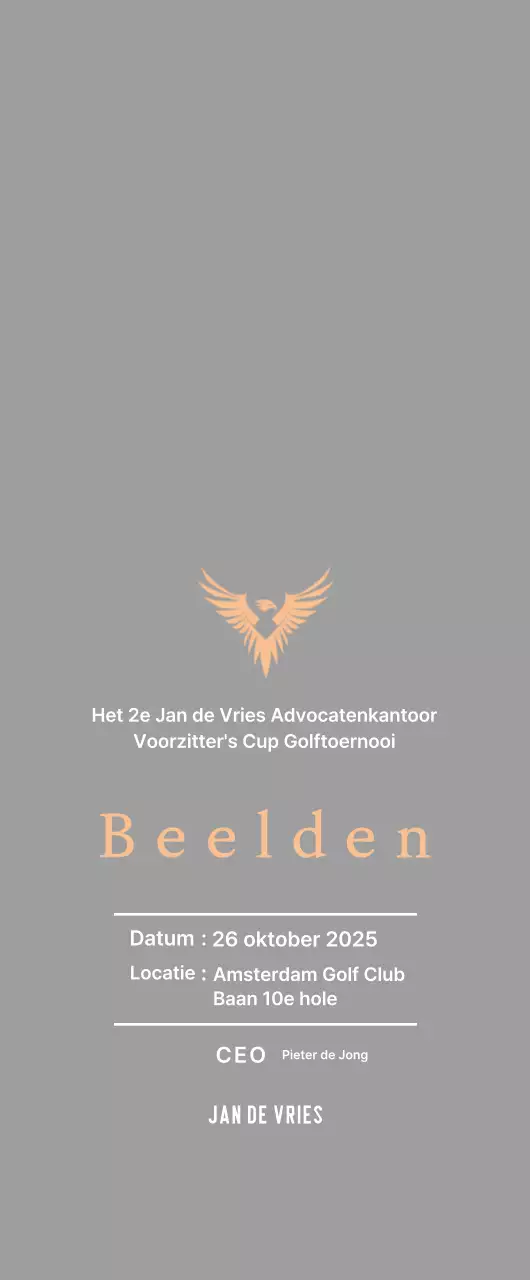 Nette golftoernooi plaquette met een adelaar