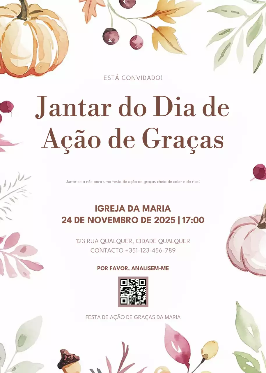 convite de ação de graças elegante bege