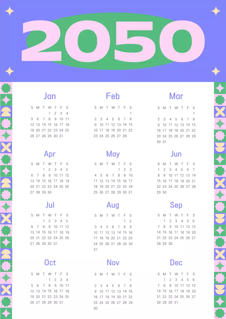 Poster Lịch Vui Nhộn Màu Tím