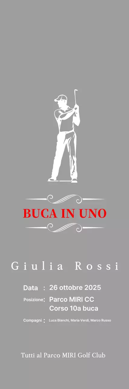 Classica targa da golf con l'illustrazione di un golfista che gioca a golf