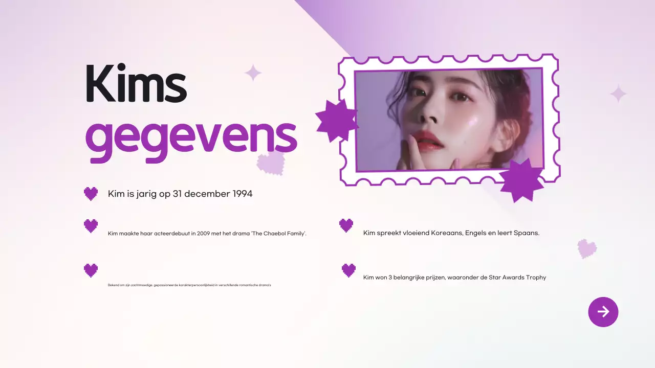 Paars Modern K-Drama Pitch Deck Presentatie