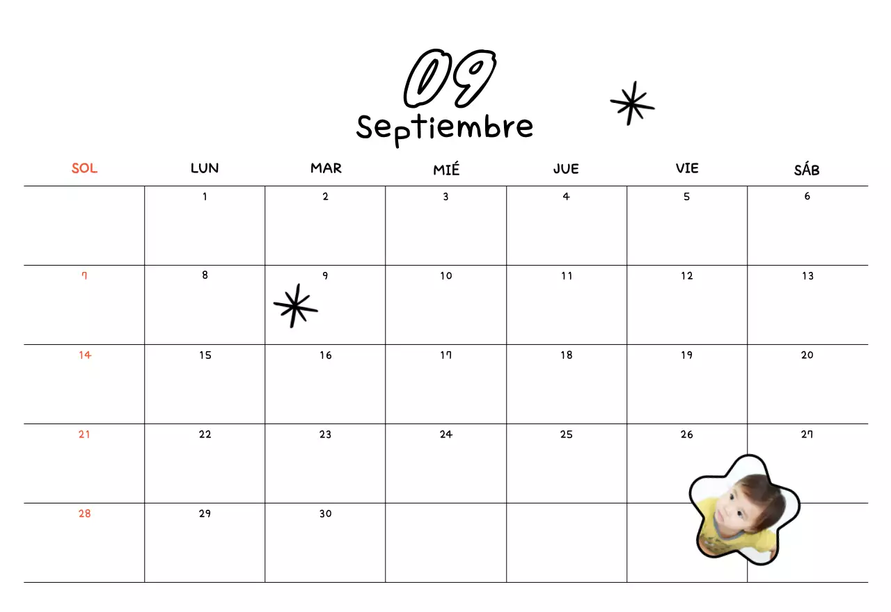 Calendario amarillo de Año Nuevo