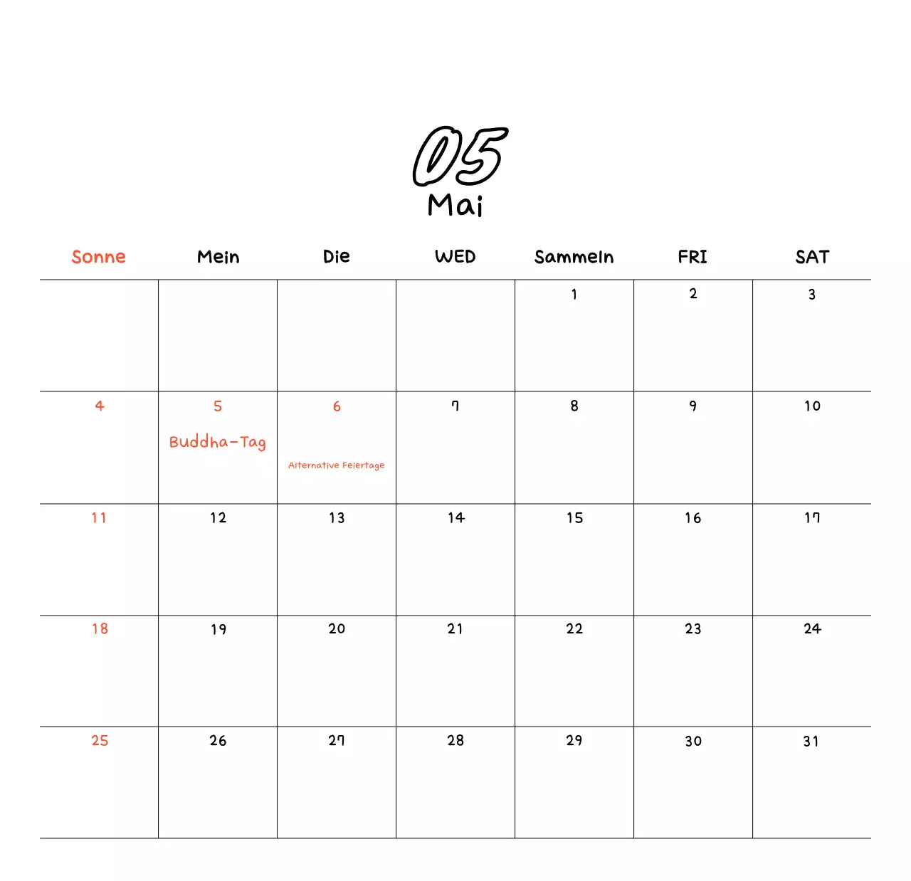 Weißer gemütlicher Neujahrskalender