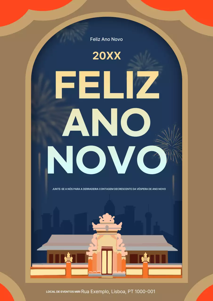 convite de ano novo tradicional cor de laranja