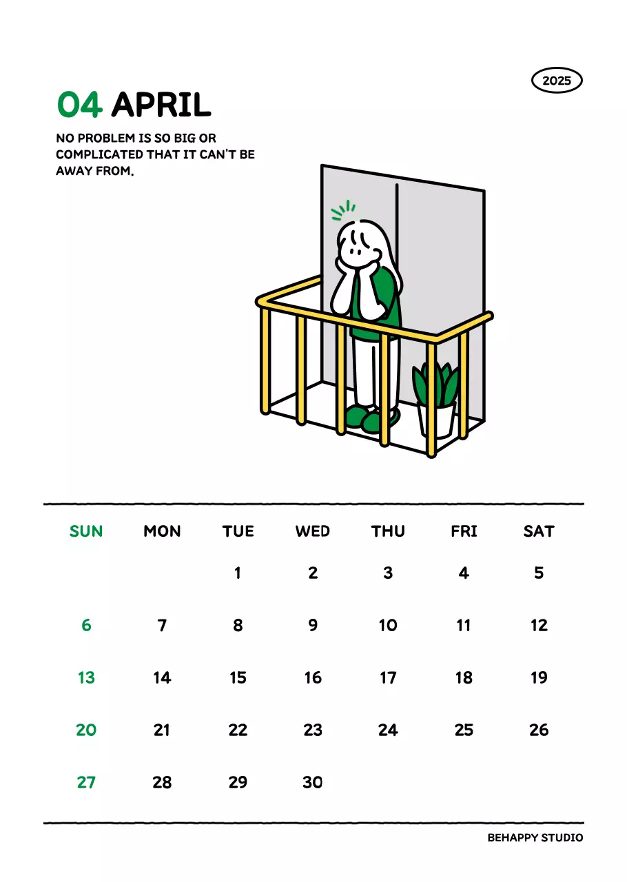 아기자기한 선 스타일의 일러스트 달력 캘린더