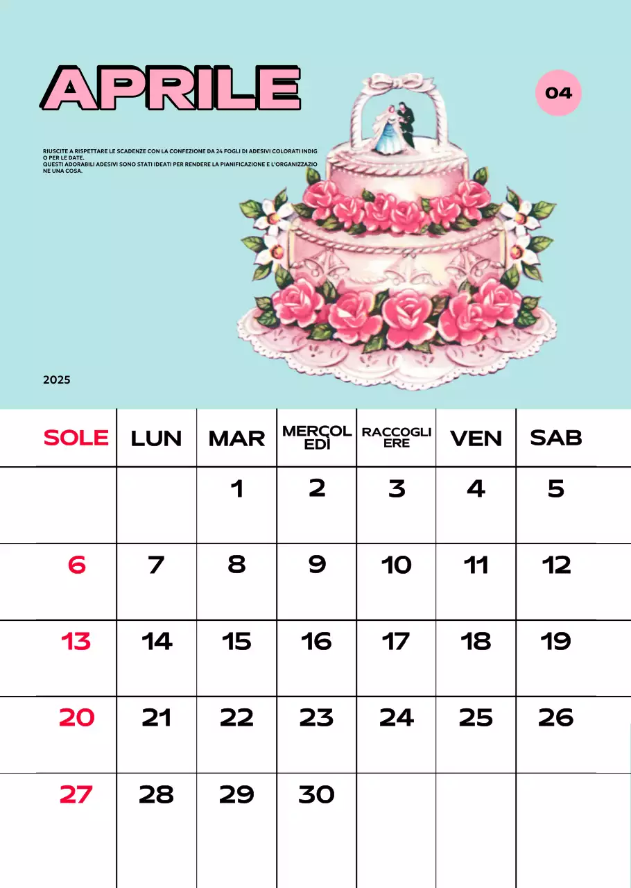 Calendari colorati con una varietà di illustrazioni retrò