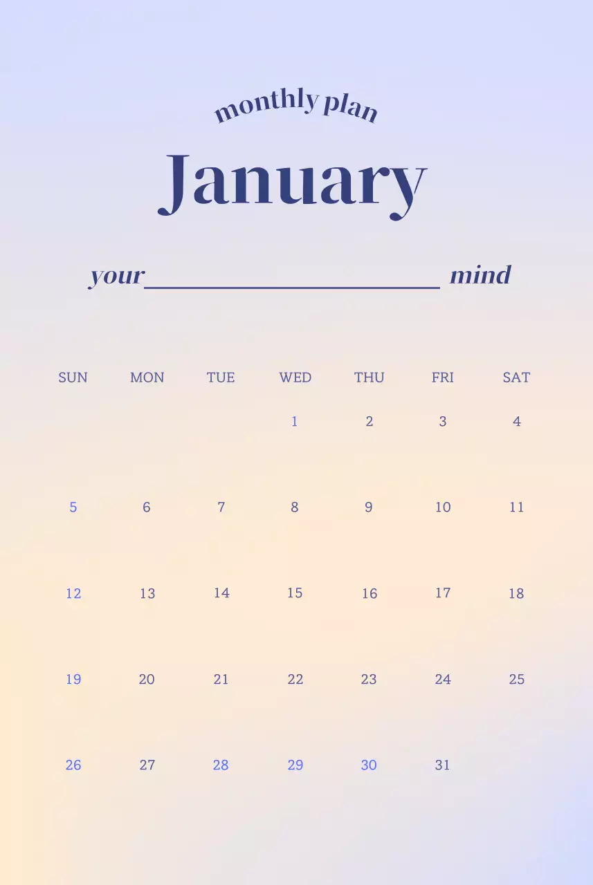 Kata-kata kalender minimalis gradien