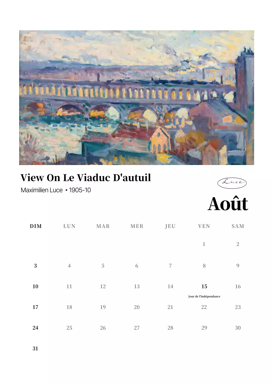 Calendrier de l'art classique
