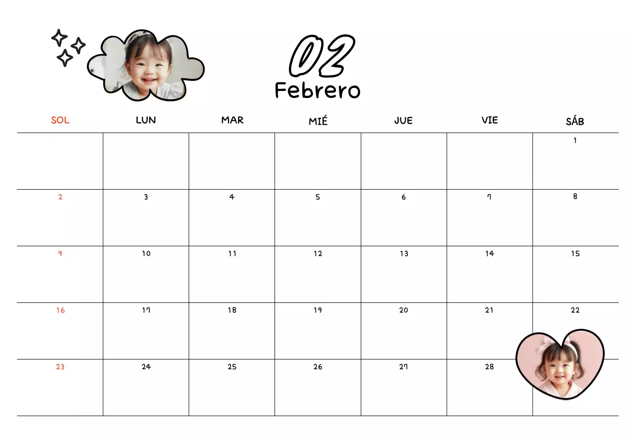 Calendario amarillo de Año Nuevo