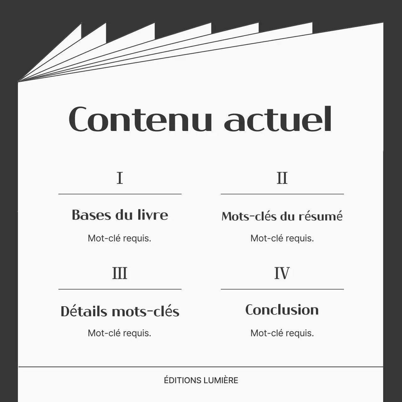 Un simple post de résumé de livre en noir et blanc