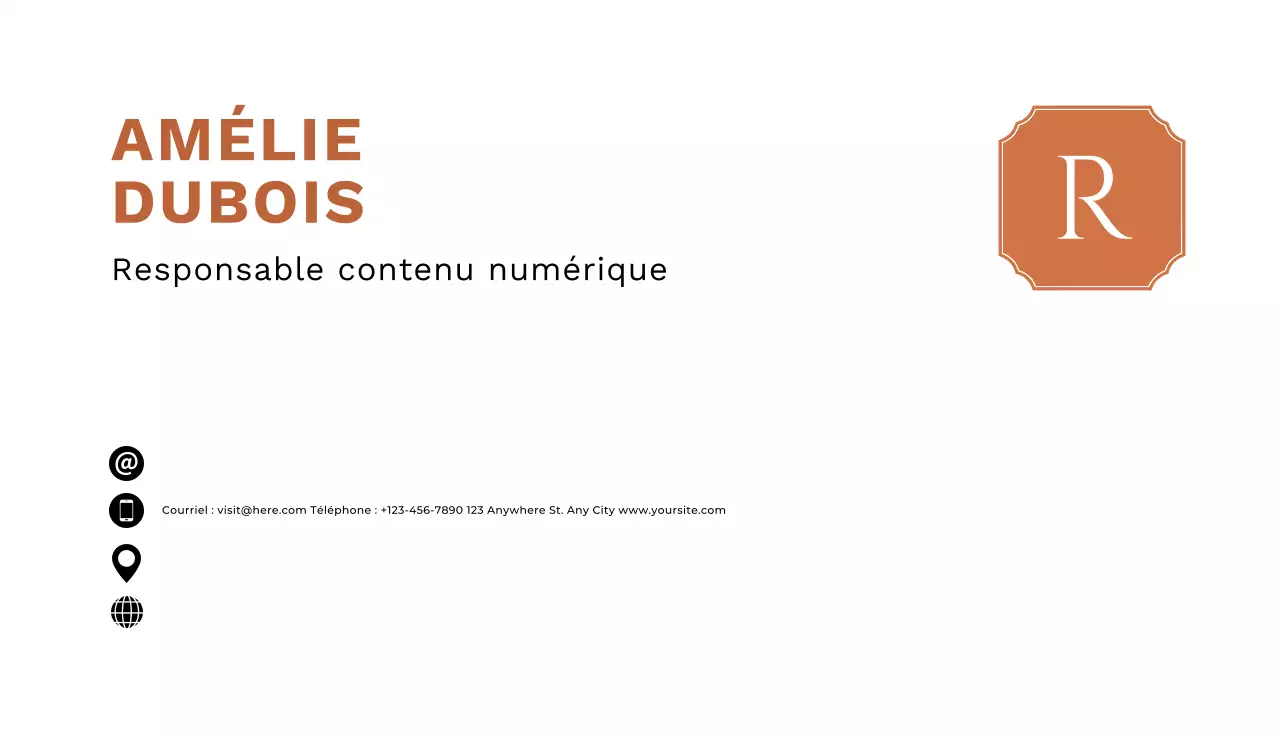 carte de visite minimaliste orange