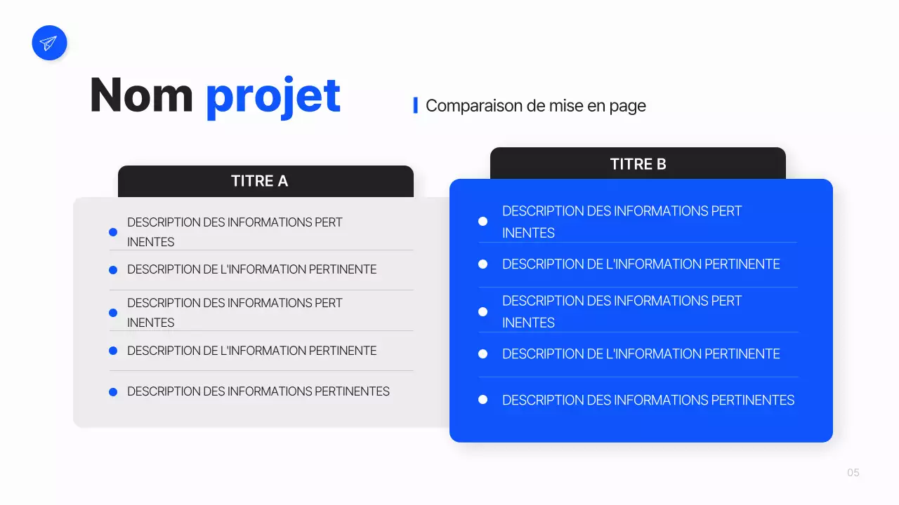 Un plan d'affaires simple en blanc et bleu