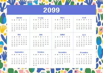 Blue Nature Patterns 1 Year Calendar (en anglais)