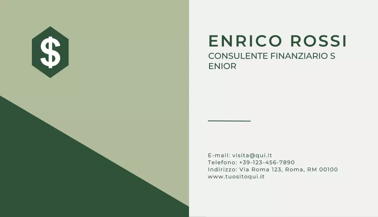 biglietto da visita verde e moderno per la finanza