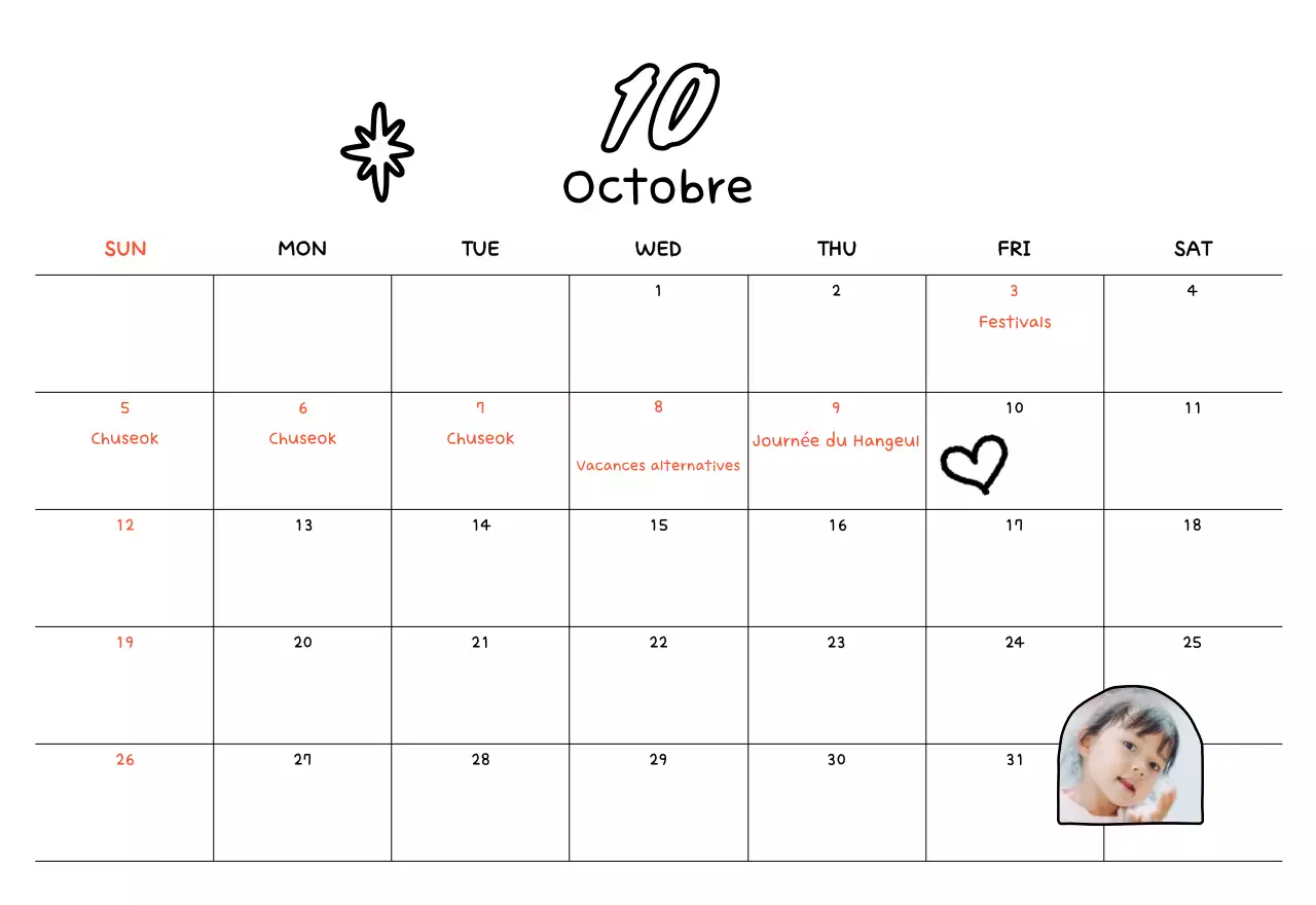 Calendrier jaune du Nouvel An