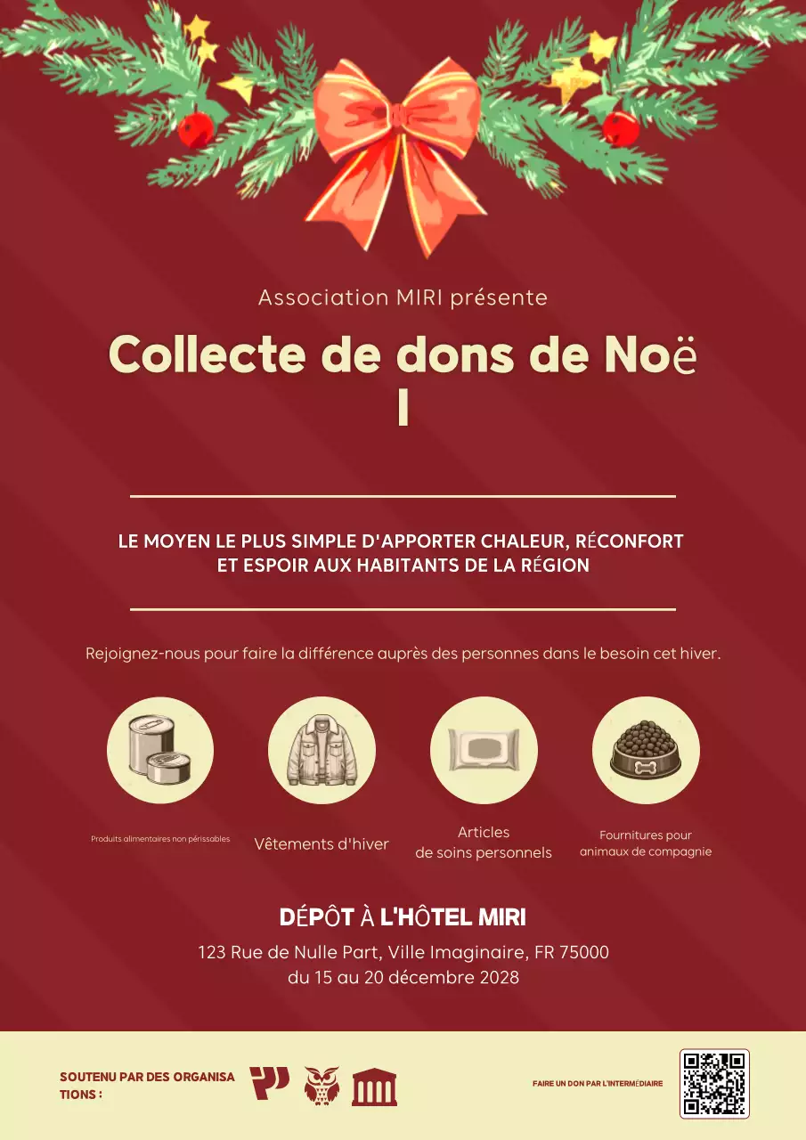 Annonce de la collecte de dons pour le Noël festif rouge