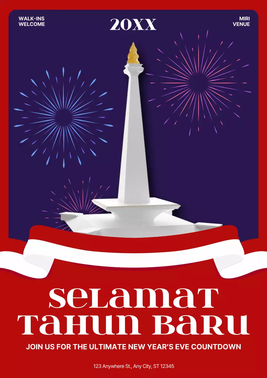 Red Modern New Year Event Poster