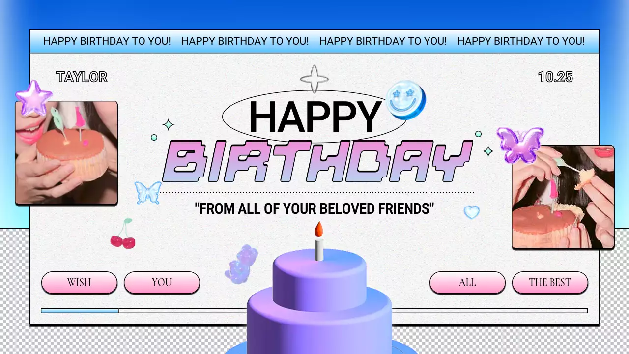 Blue Trendy Birthday Presentation