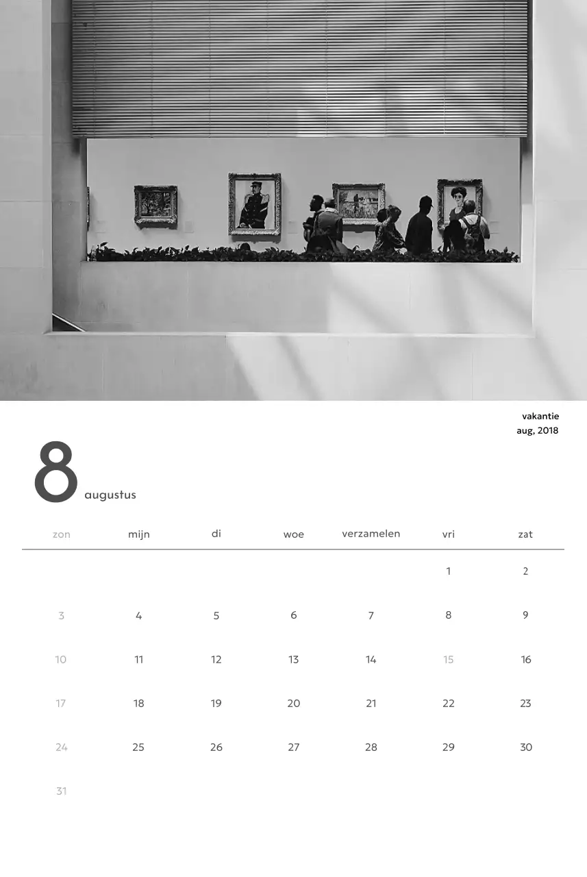 Een fotokalender met een strakke, stedelijke uitstraling