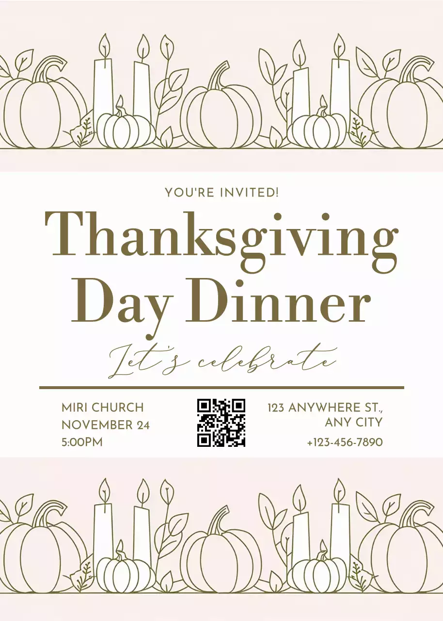 beige elegant thanksgiving invitation