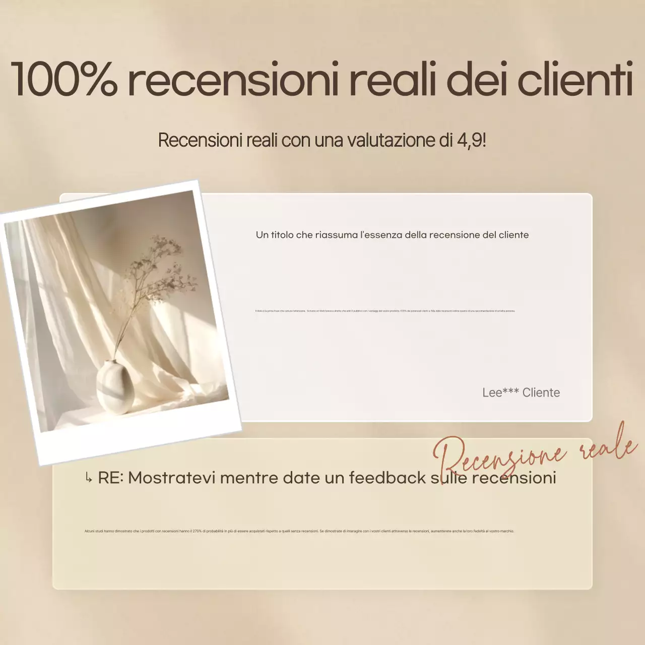 Modello di recensione minimalista con marchio in beige